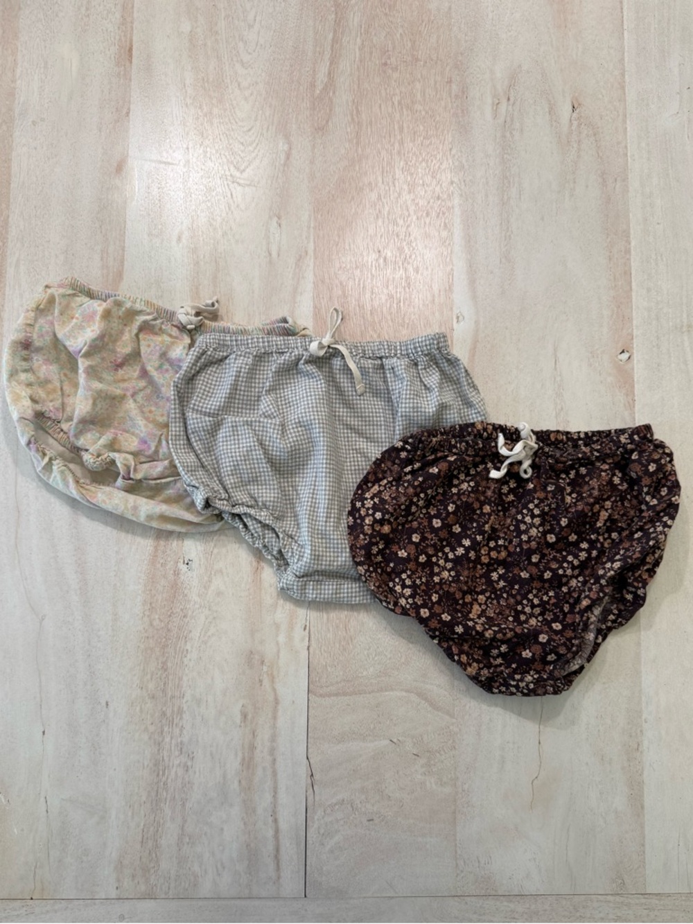 Jamie Kay  Floral & Gingham Bloomers - 3 Pack - Brown, Gray, Pastel